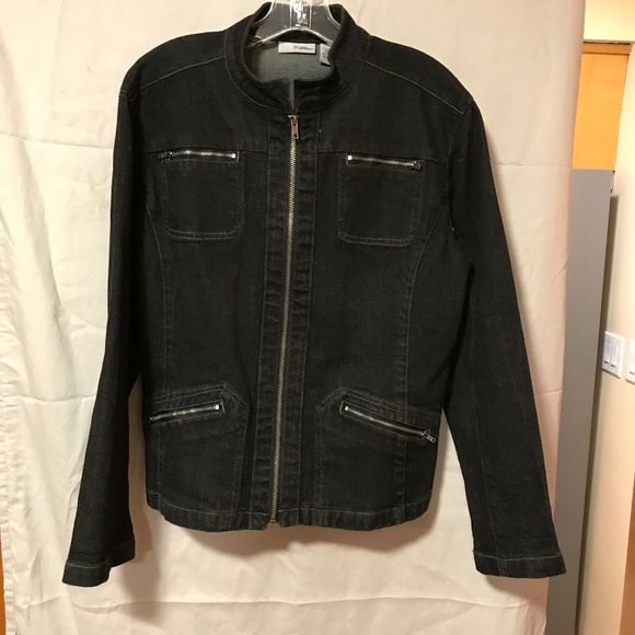 Chicos Platinum Jackets & Blazers - Chicos Platinum black denim jacket size 2 or conventional size  12